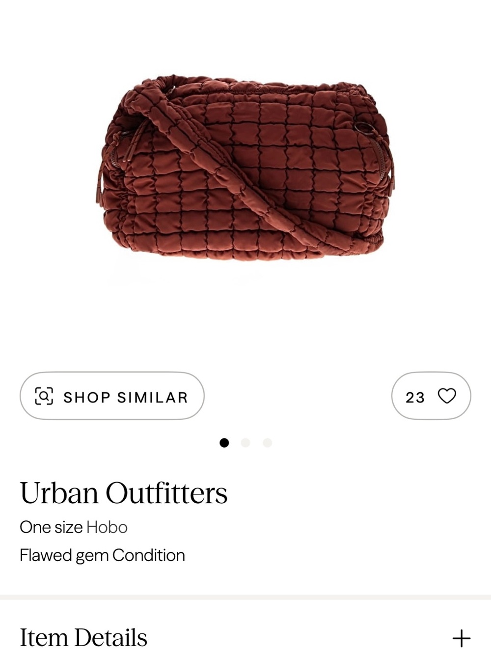 Urban Outfitters Quilted Burnt Orange Hobo Shoulder Bag